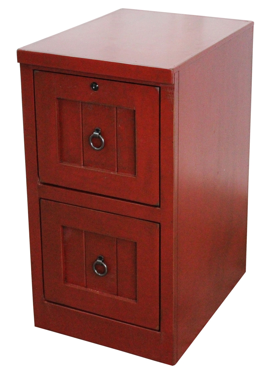 30002br Rustic 2 Drawer File Cabinet, Burnt Red