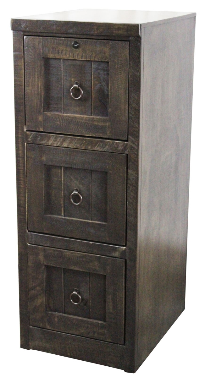 30003bk Rustic 3 Drawer File Cabinet, Antique Black