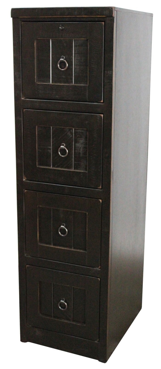 30004bk Rustic 4 Drawer File Cabinet, Antique Black