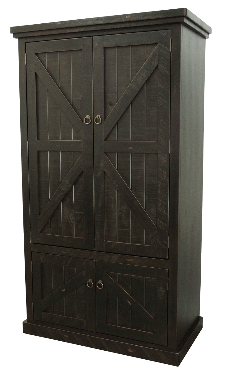 30790rbk Rustic Double Door Armoire With Garmont Rod, Rustic Antique Black