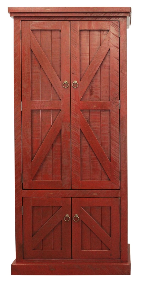 30791rr Rustic Double Door Pantry, Rustic Red