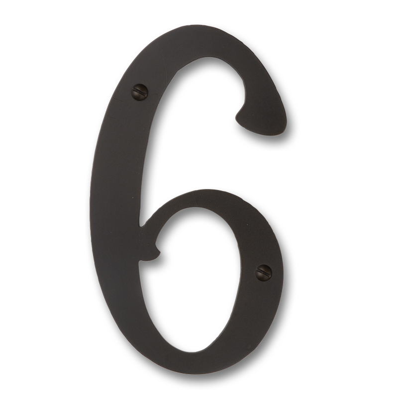 6 In. Brass House Number-6, Champagne - Old Brass