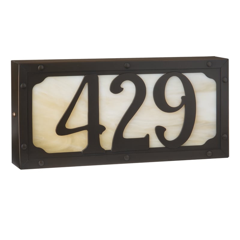 12 Volts Willowglen Drive Illuminated House Numbers With 1 To 3 Numbers - Old Brass, Wispy White