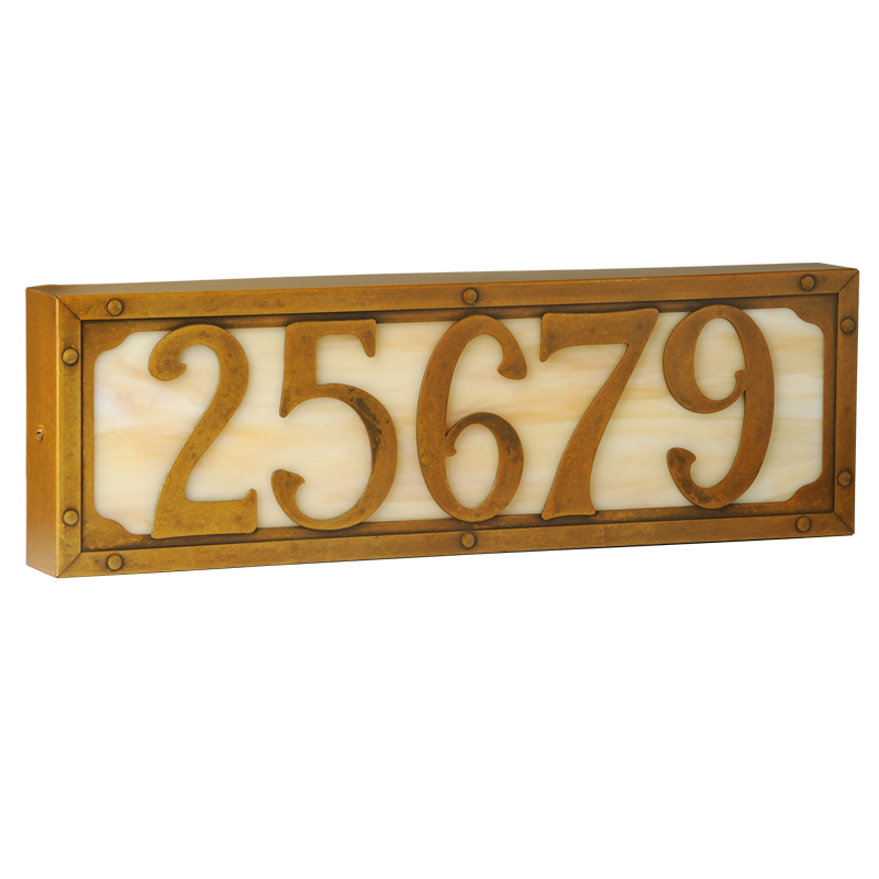 120 Volts Willowglen Drive Illuminated House Numbers With 5 Numbers - Old Brass, Champagne