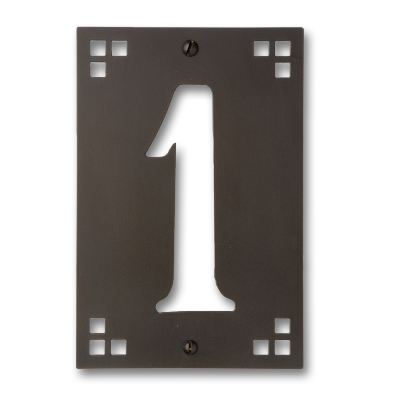 Af-100-1-nv-gi 4 X 6 In. Brass Pasadena Framed House Number Plaque With No.of 1 - New Verde, Gold Iridescent