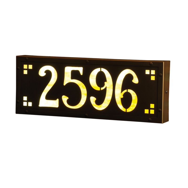 120 Volts Pasadena Ave Illuminated House Numbers With 4 Numbers - Architectural Bronze, Gold Iridescent