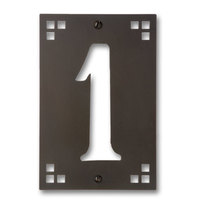 Af-100-1-op-ch 4 X 6 In. Brass Pasadena Framed House Number Plaque With No.of 1 - Old Penny, Champagne