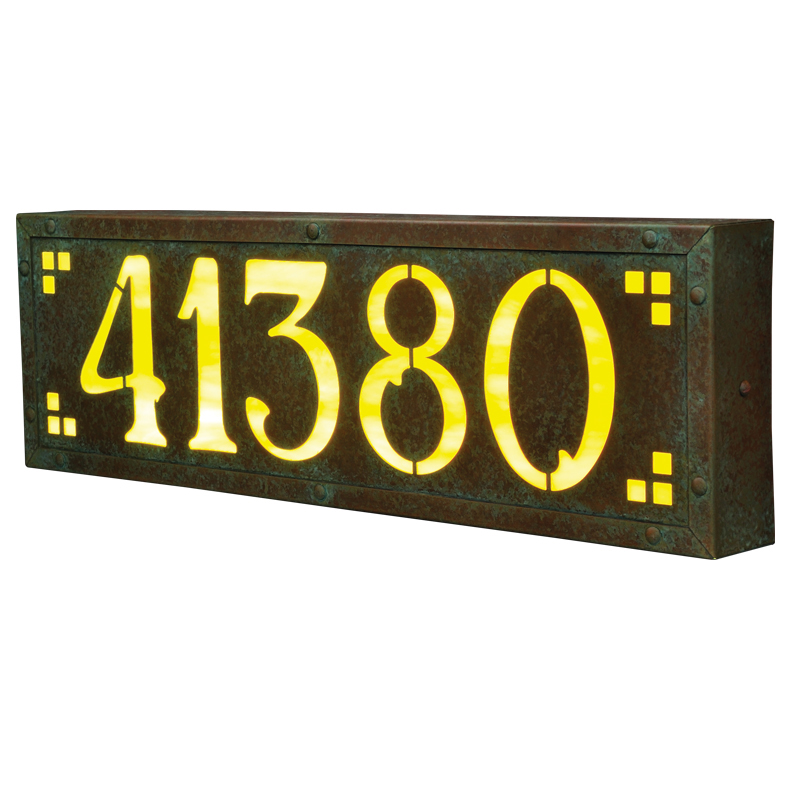 12 Volts Pasadena Ave Illuminated House Numbers With 5 Numbers - New Verde, Gold Iridescent