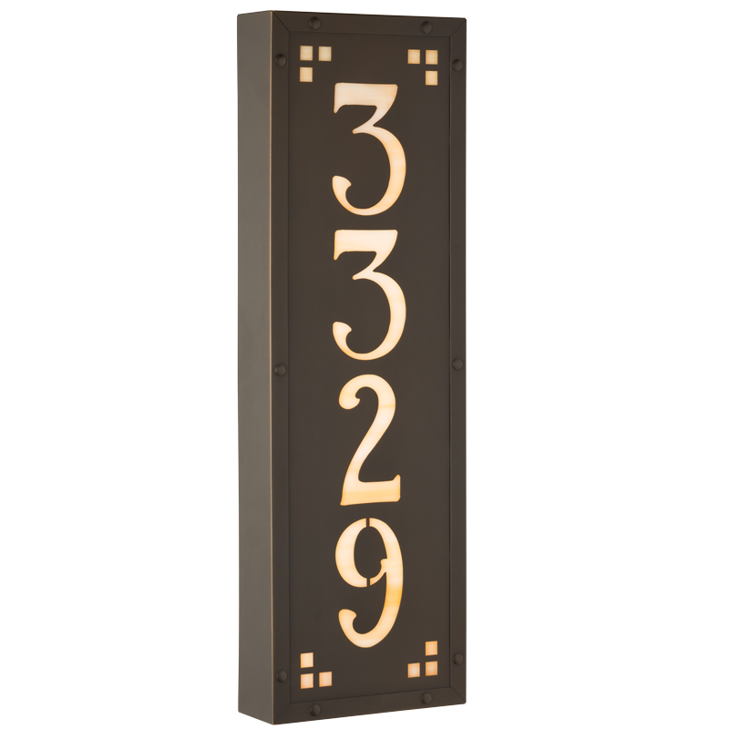 Af-l32-120v-ob-ww 120 Volts Pasadena Ave Vertical Illuminated House Numbers With 4 Numbers - Old Brass, Wispy White