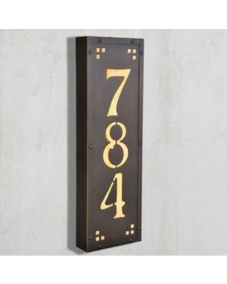 Pasadena Avenue Vertical Illuminated House Numbers 12v With 4 Numbers, Champagne - Warm Brass