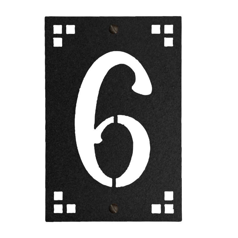 Af-100-6-wb-ch 4 X 6 In. Brass Pasadena Framed House Number Plaque No.6, Warm Brass - Champagne