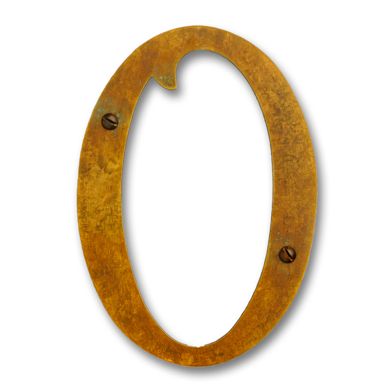 5 In. Brass House Number No.0, Warm Brass - Gold Iridescent