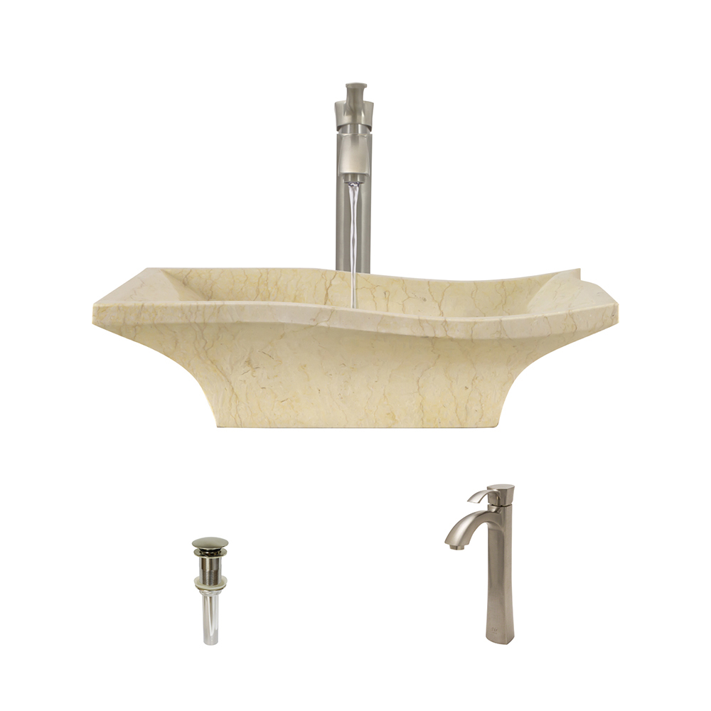 859-726-bn Egyptian Yellow Marble Vessel Sink With 726-bn Brushed Nickel Vessel Faucet