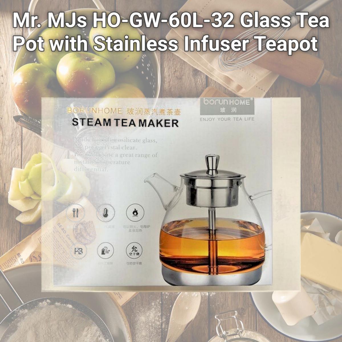 Picture of Mr. MJs HO-GW-60L-32 Glass Tea Pot with Stainless Infuser Teapot