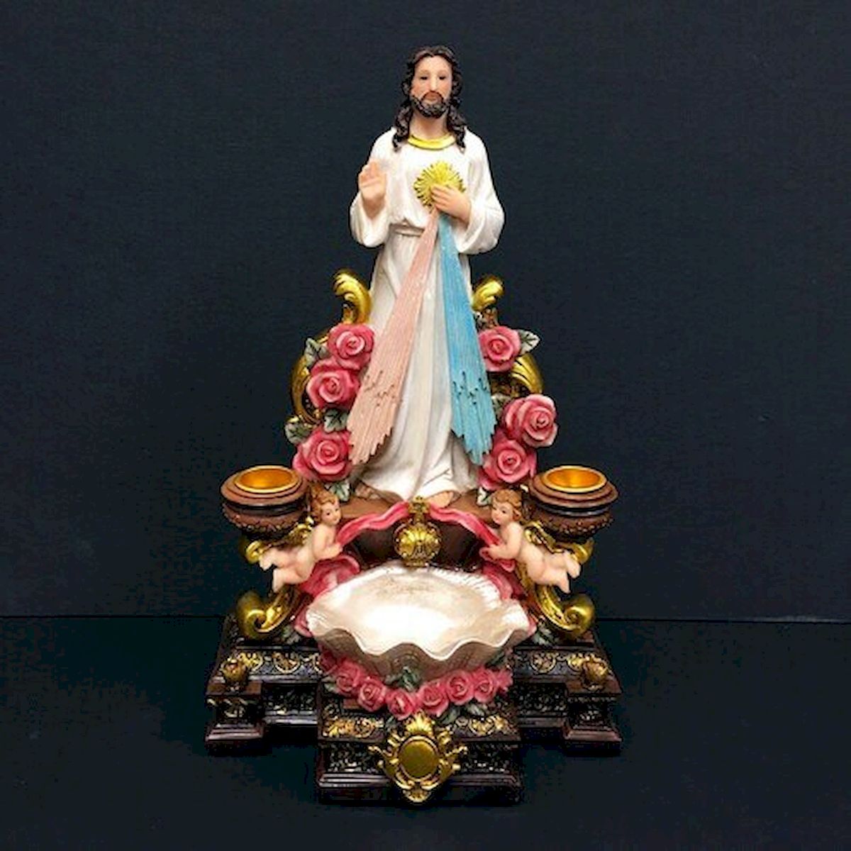 Jesus with Holy Water Bowl Statuette