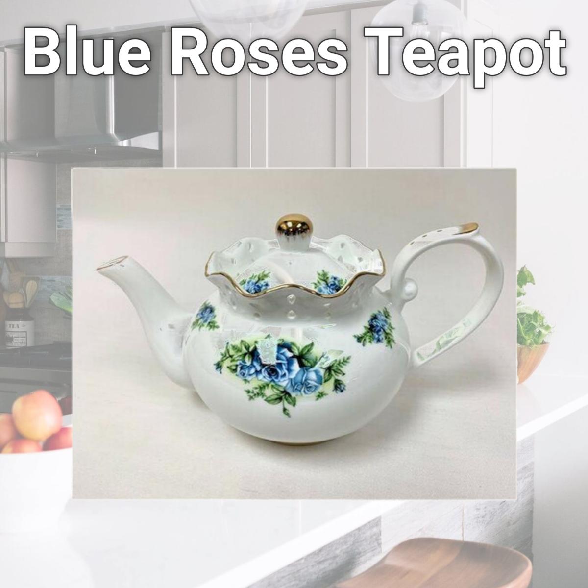 Picture of Mr. MJs HO-TP-10D208 Blue Roses Teapot