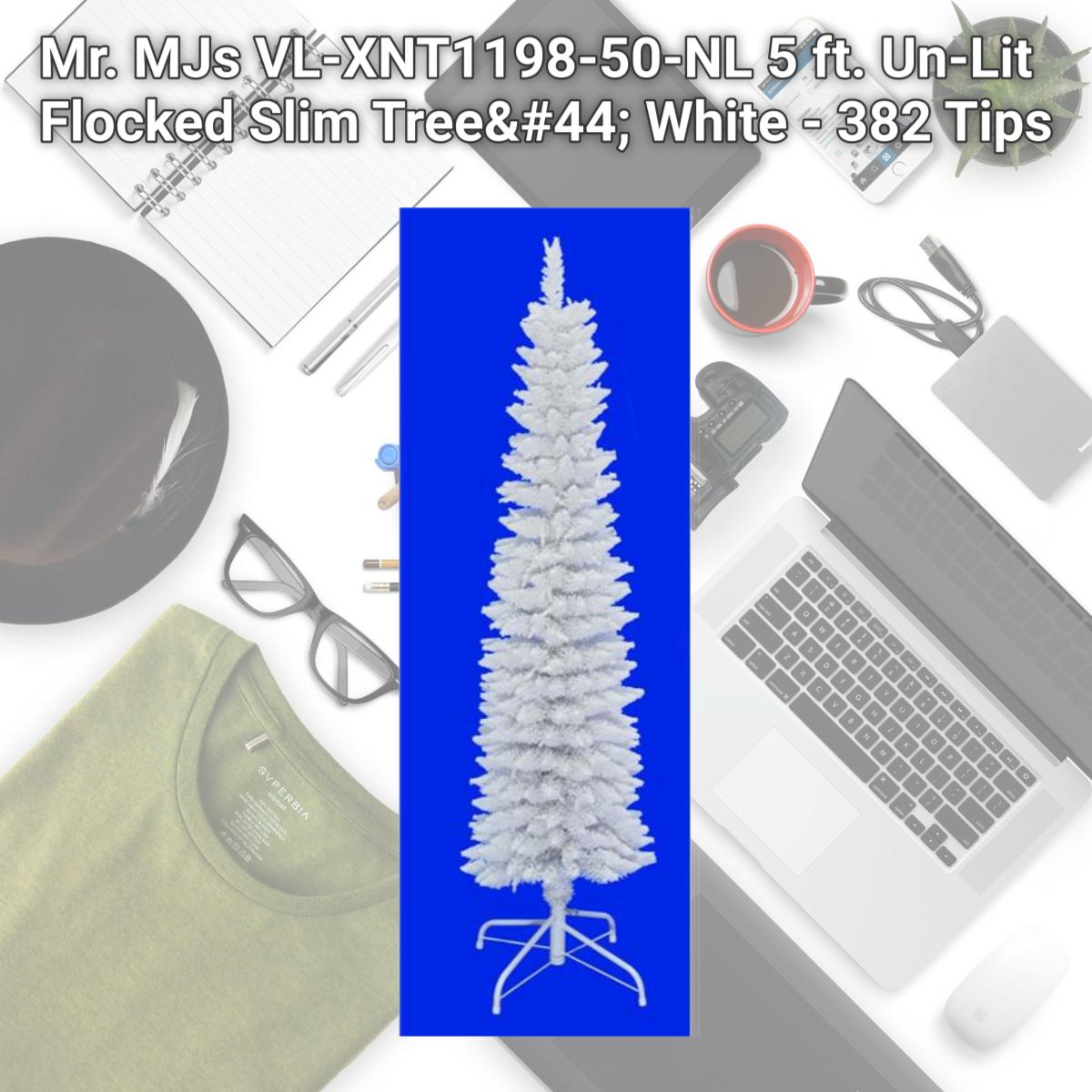 Picture of Mr. MJs VL-XNT1198-50-NL 5 ft. Un-Lit Flocked Slim Tree&#44; White - 382 Tips