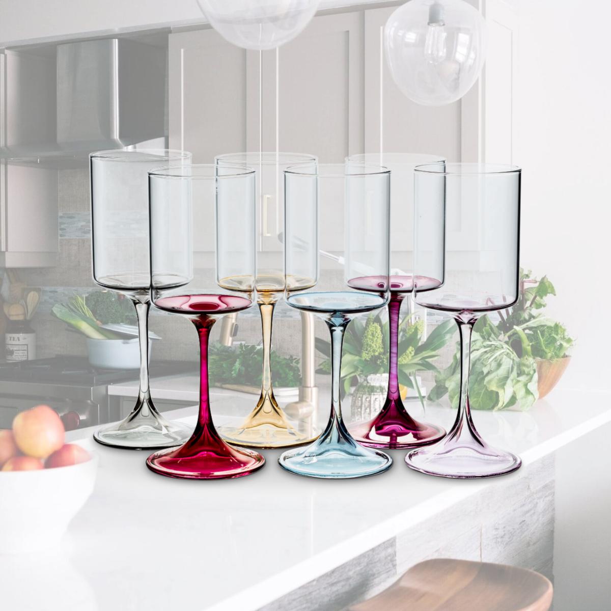 Picture of Abbott Collections AB-27-TINT-GOB 9.5 in. Slender Wine Glasses, Assorted Color - Set of 6