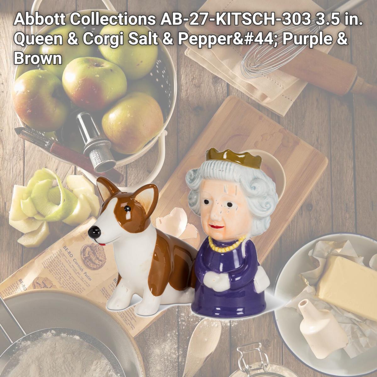 Picture of Abbott Collections AB-27-KITSCH-303 3.5 in. Queen & Corgi Salt & Pepper, Purple & Brown