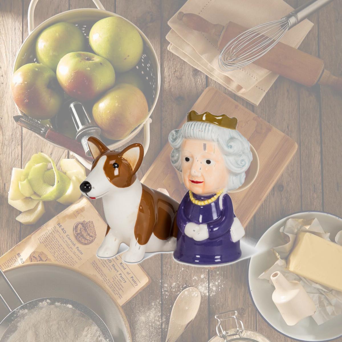 Picture of Abbott Collections AB-27-KITSCH-303 3.5 in. Queen & Corgi Salt & Pepper, Purple & Brown