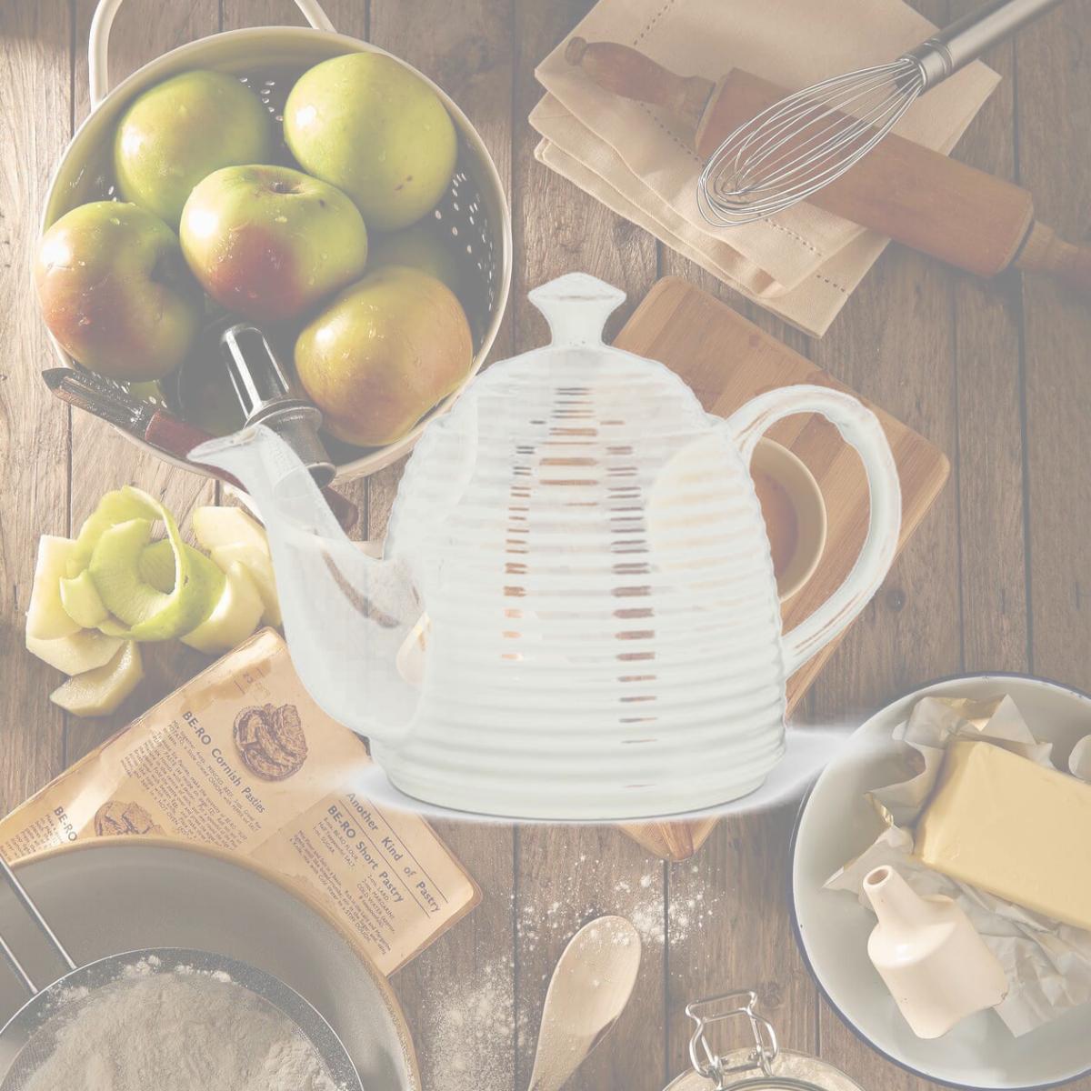 Picture of Abbott Collections AB-27-BEEHIVE-TPOT 9.5 in. Beehive Shaped Teapot, White