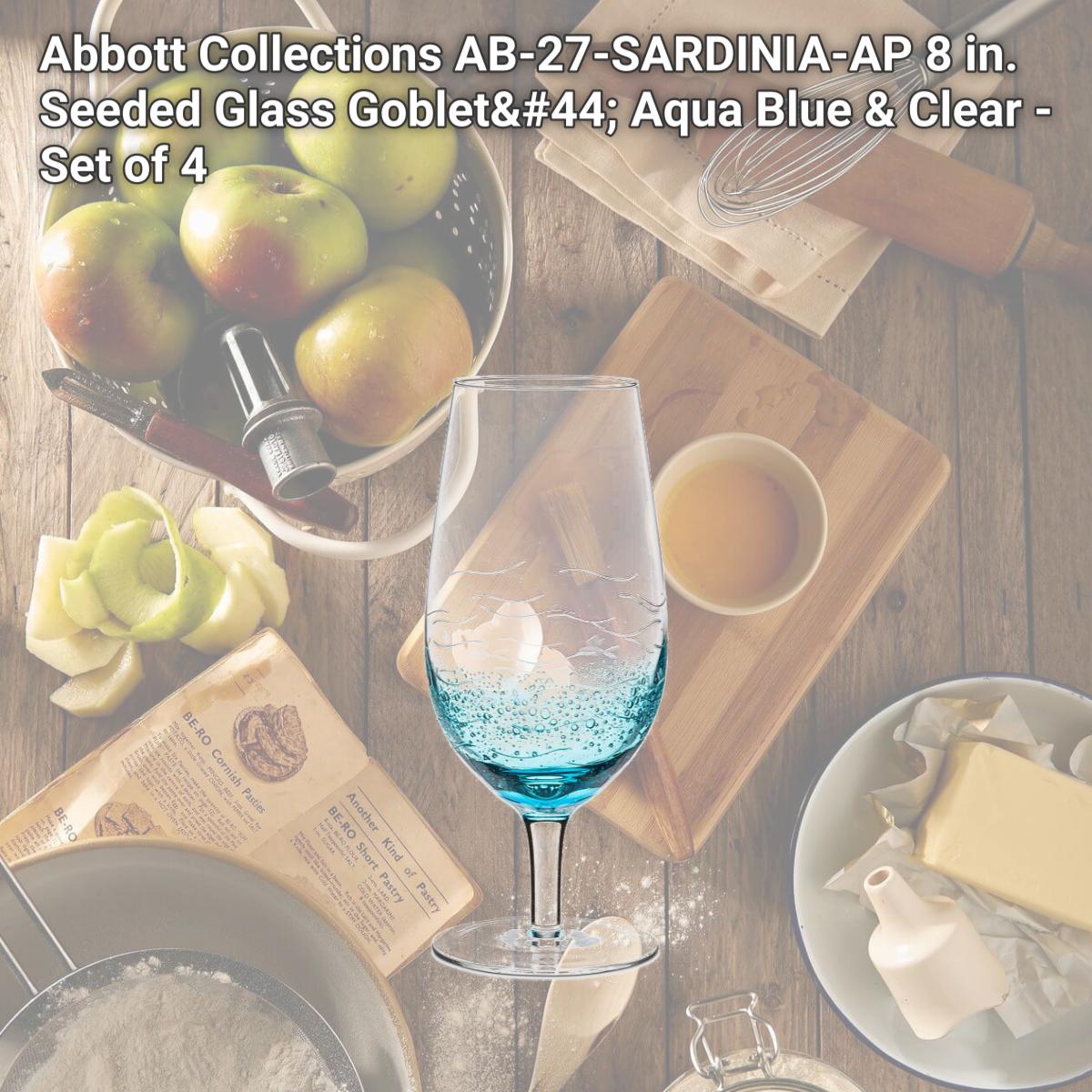 Picture of Abbott Collections AB-27-SARDINIA-AP 8 in. Seeded Glass Goblet, Aqua Blue & Clear - Set of 4