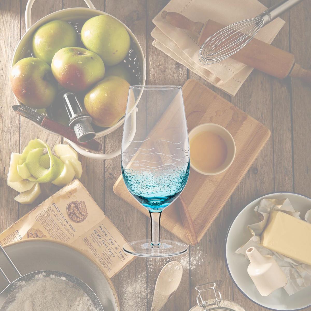 Picture of Abbott Collections AB-27-SARDINIA-AP 8 in. Seeded Glass Goblet, Aqua Blue & Clear - Set of 4