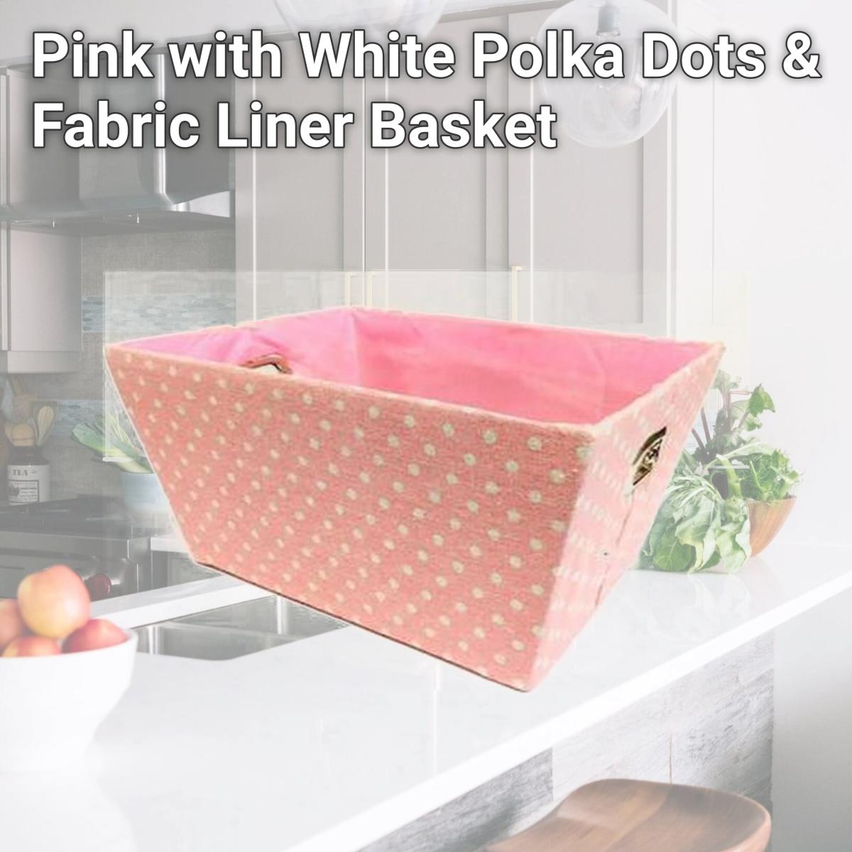Picture of MDR Trading AP-2CBW552PK Pink with White Polka Dots & Fabric Liner Basket