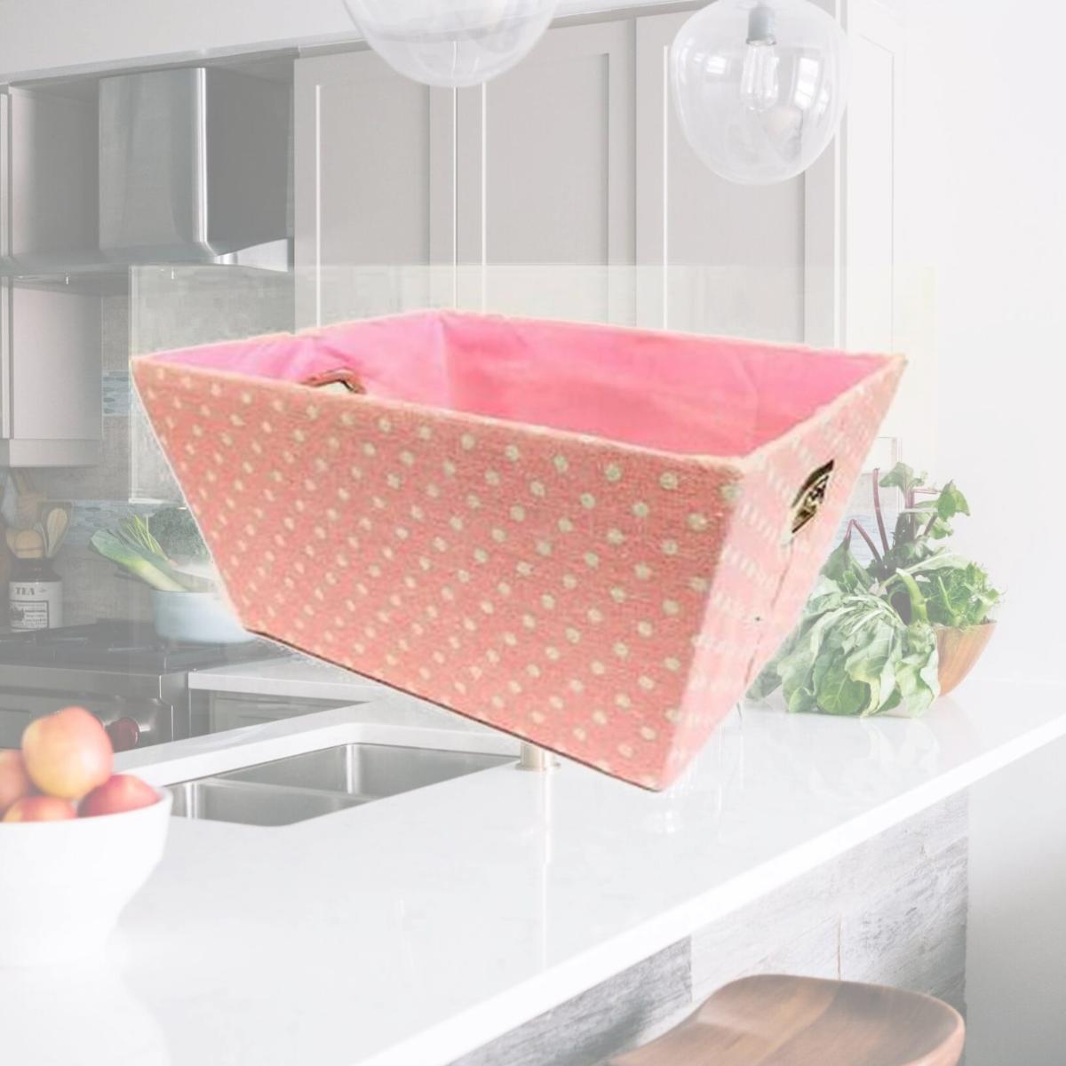 Picture of MDR Trading AP-2CBW552PK Pink with White Polka Dots & Fabric Liner Basket