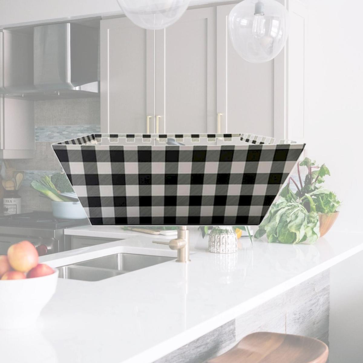 Picture of MDR Trading AP-CMT959BW White & Black Buffalo Check Handled Basket