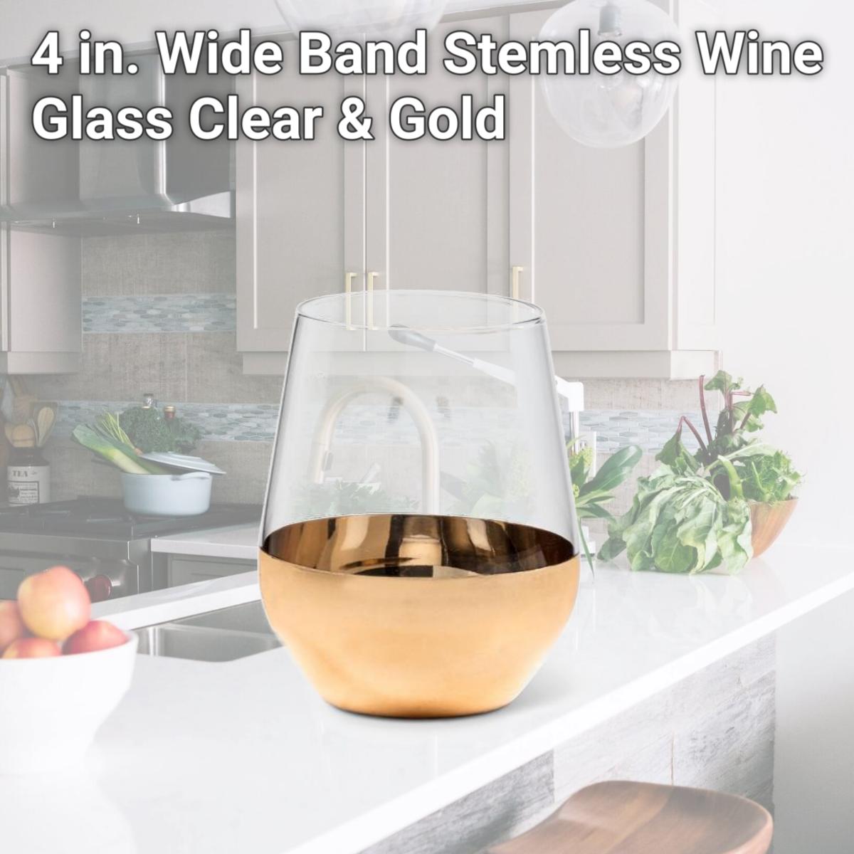 Picture of Abbott Collection AB-27-CARTIER-SG 4 in. Wide Band Stemless Wine Glass, Clear & Gold