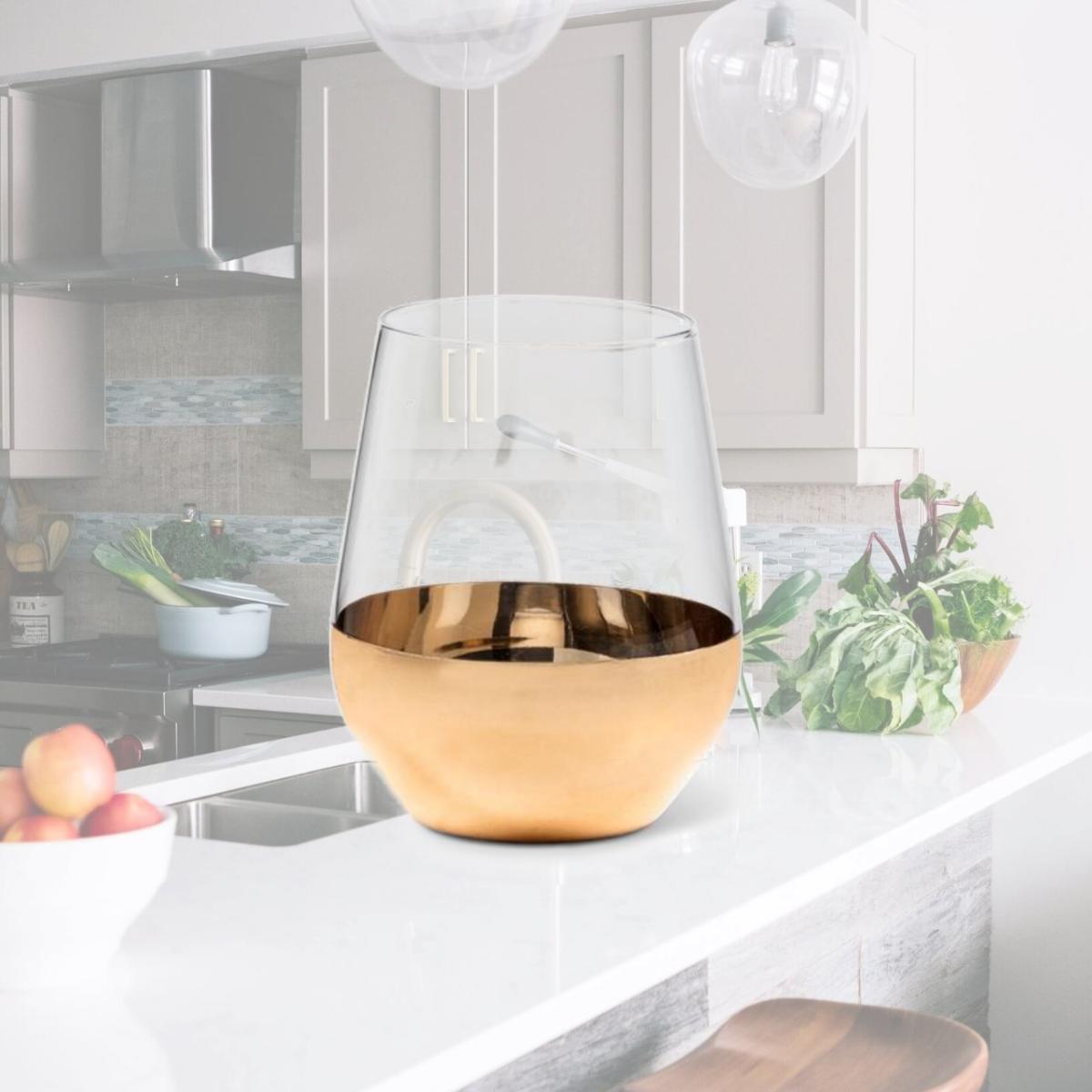 Picture of Abbott Collection AB-27-CARTIER-SG 4 in. Wide Band Stemless Wine Glass, Clear & Gold