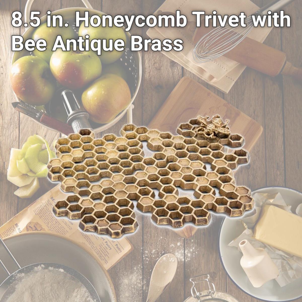 Picture of Abbott Collection AB-92-BUZZER-TRIVET 8.5 in. Honeycomb Trivet with Bee, Antique Brass
