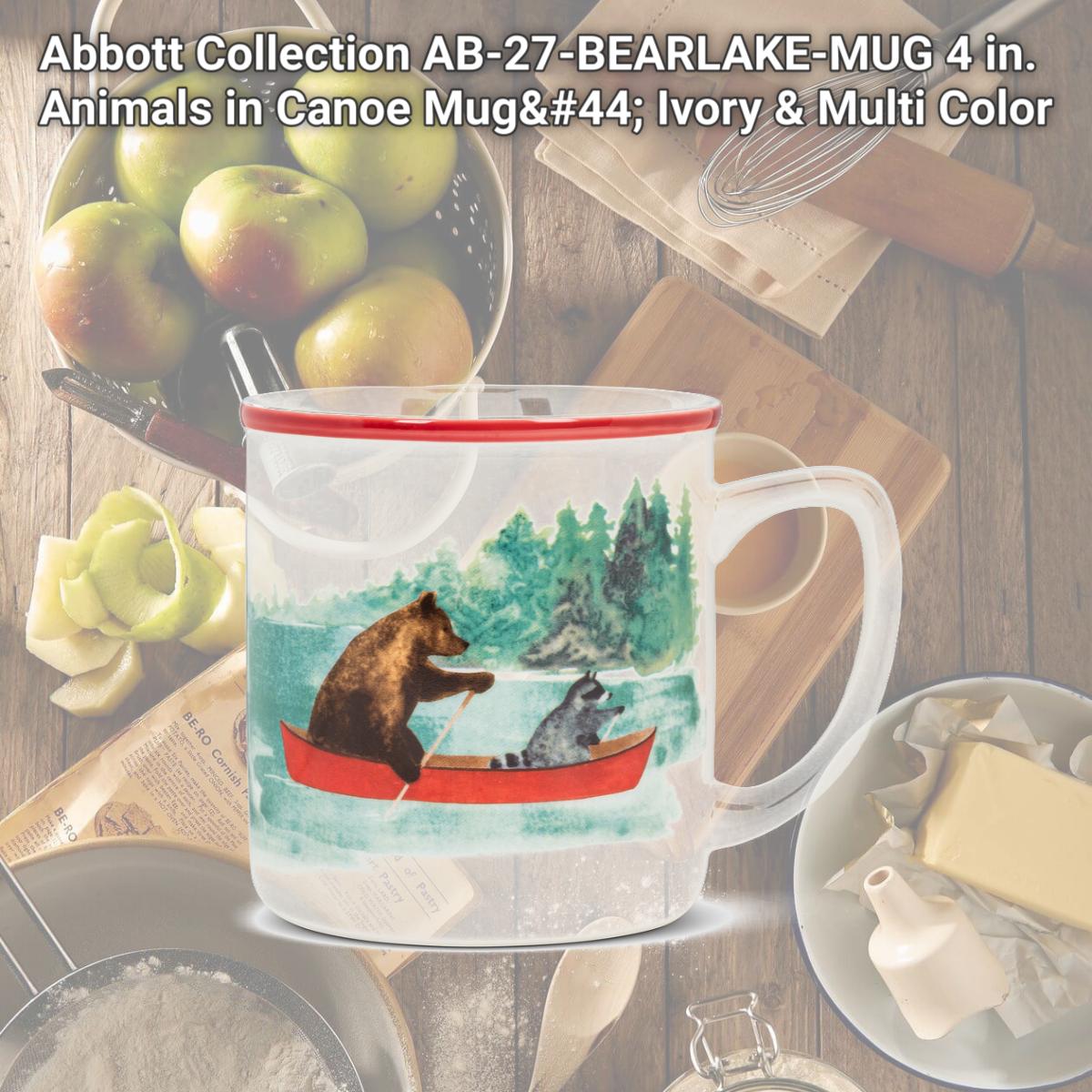 Picture of Abbott Collection AB-27-BEARLAKE-MUG 4 in. Animals in Canoe Mug, Ivory & Multi Color