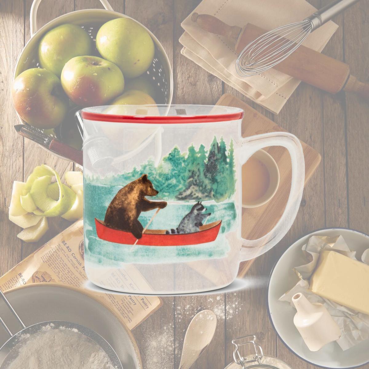 Picture of Abbott Collection AB-27-BEARLAKE-MUG 4 in. Animals in Canoe Mug, Ivory & Multi Color
