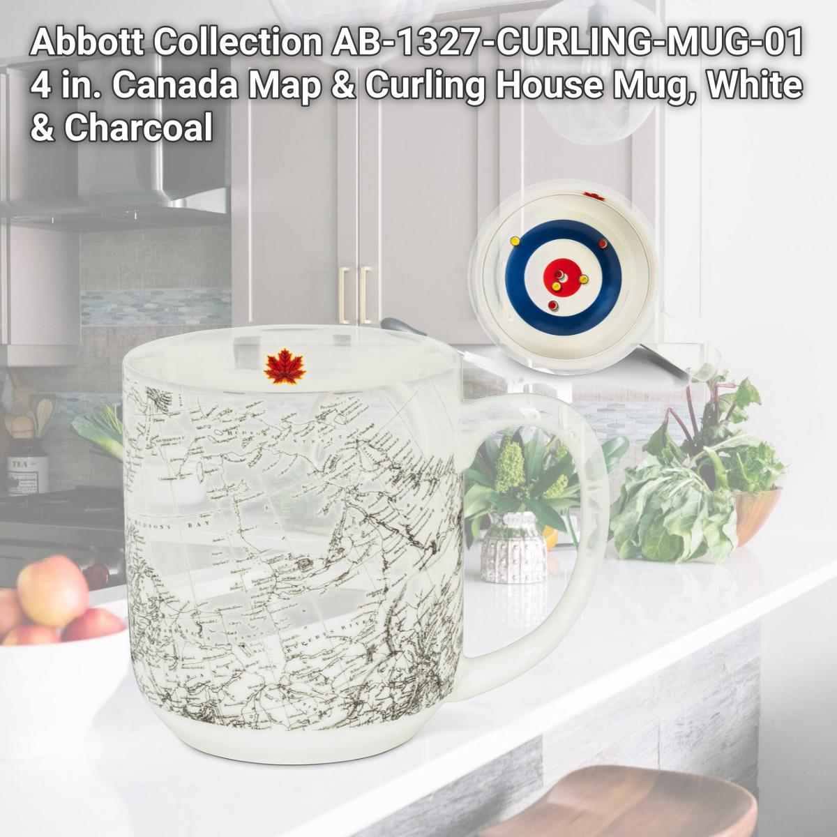 Picture of Abbott Collection AB-1327-CURLING-MUG-01 4 in. Canada Map & Curling House Mug, White & Charcoal