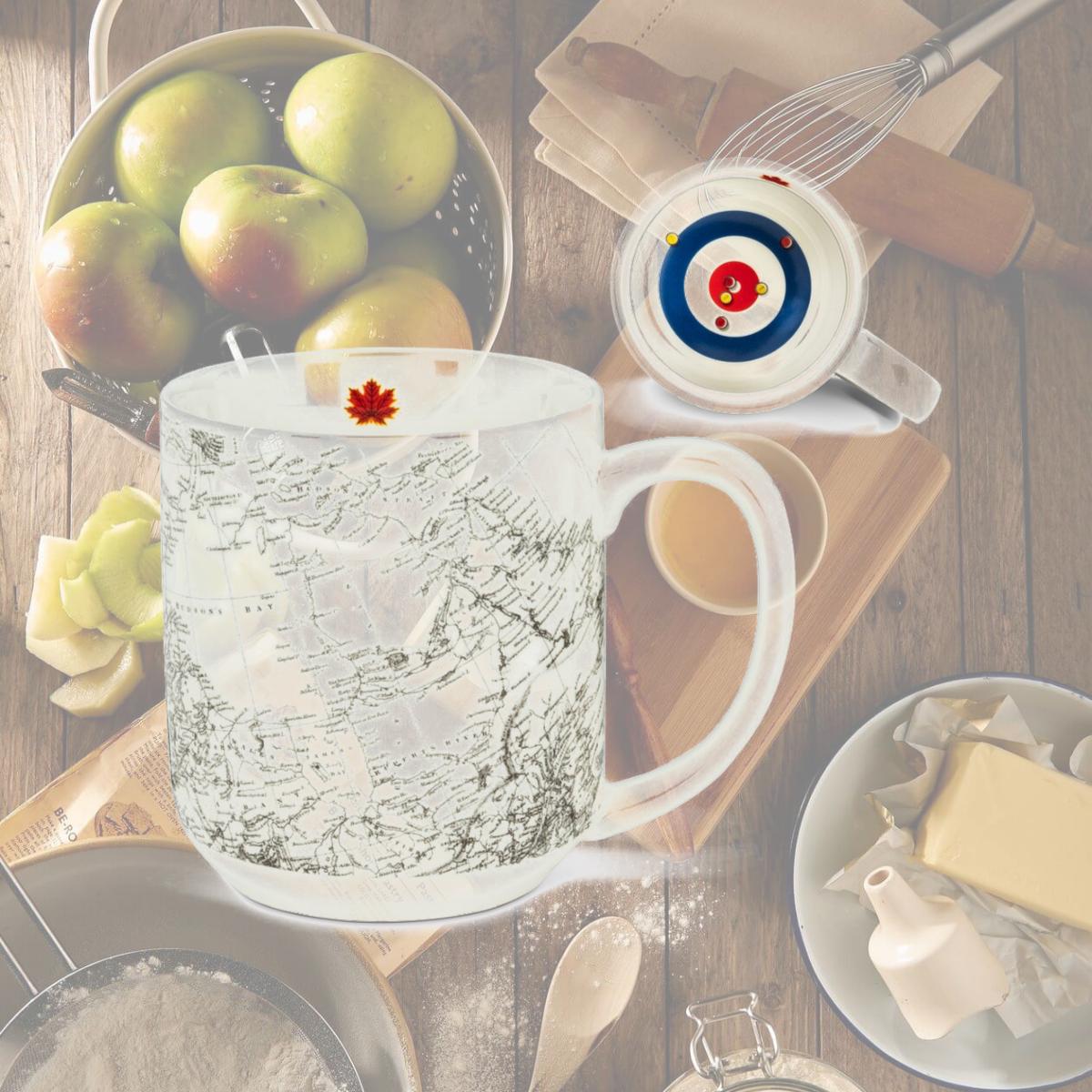 Picture of Abbott Collection AB-1327-CURLING-MUG-01 4 in. Canada Map & Curling House Mug, White & Charcoal