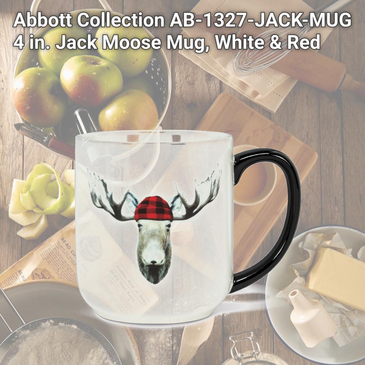 Picture of Abbott Collection AB-1327-JACK-MUG 4 in. Jack Moose Mug, White & Red