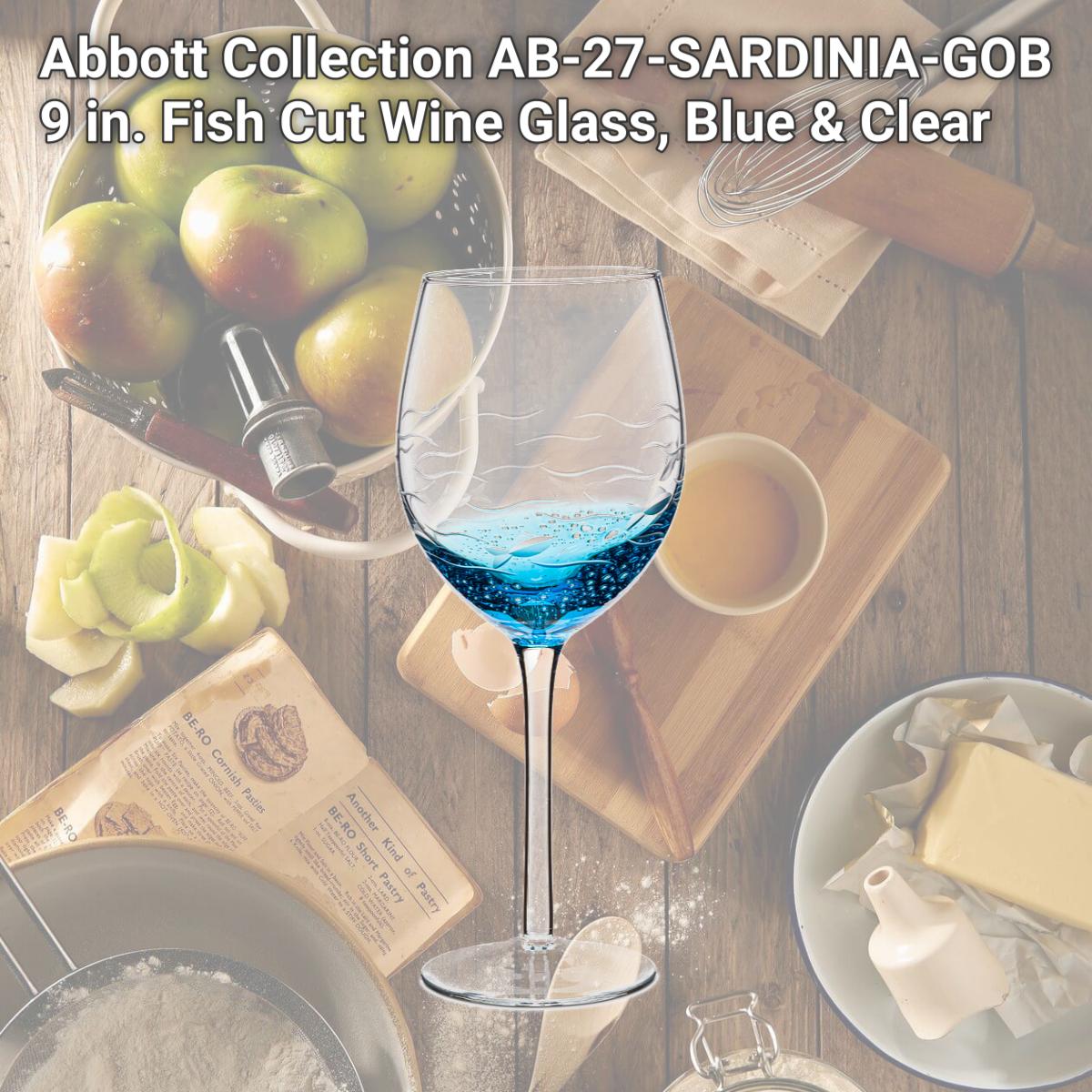 Picture of Abbott Collection AB-27-SARDINIA-GOB 9 in. Fish Cut Wine Glass, Blue & Clear
