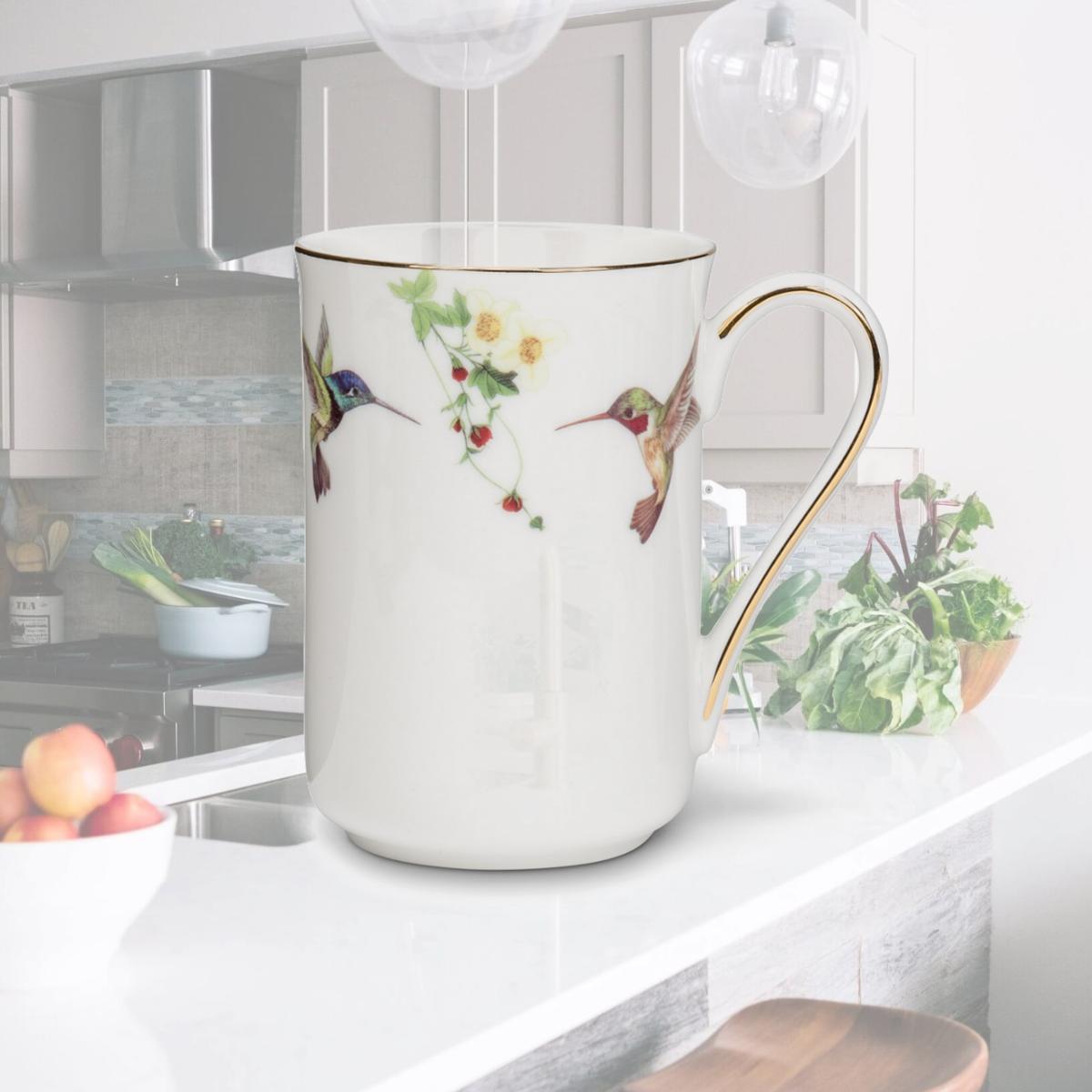 Picture of Abbott Collection AB-27-AMBROSIA-MUG 4.5 in. Bone China Hummingbird Mug, White