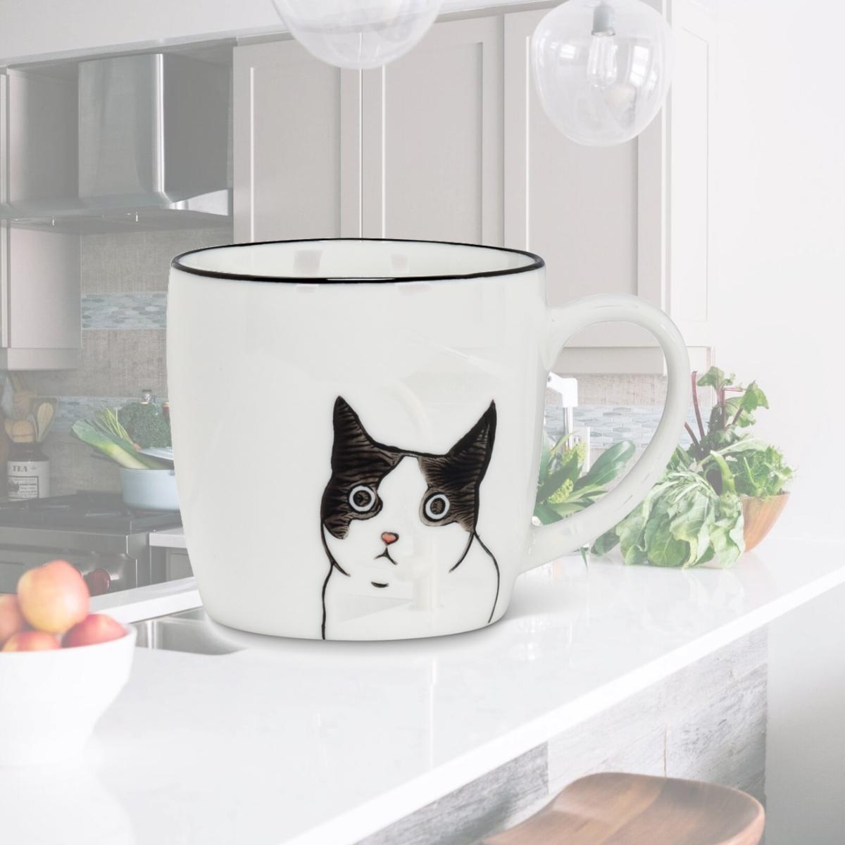 Picture of Abbott Collection AB-27-FELIX 3 in. Peering Cat Mug, White & Black