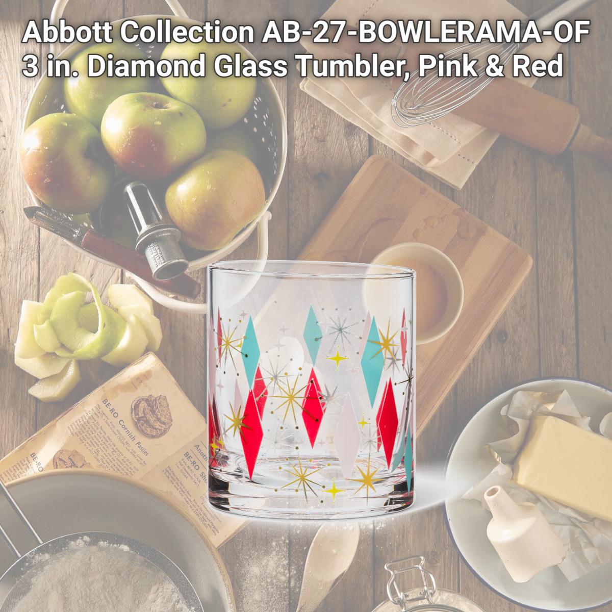 Picture of Abbott Collection AB-27-BOWLERAMA-OF 3 in. Diamond Glass Tumbler, Pink & Red