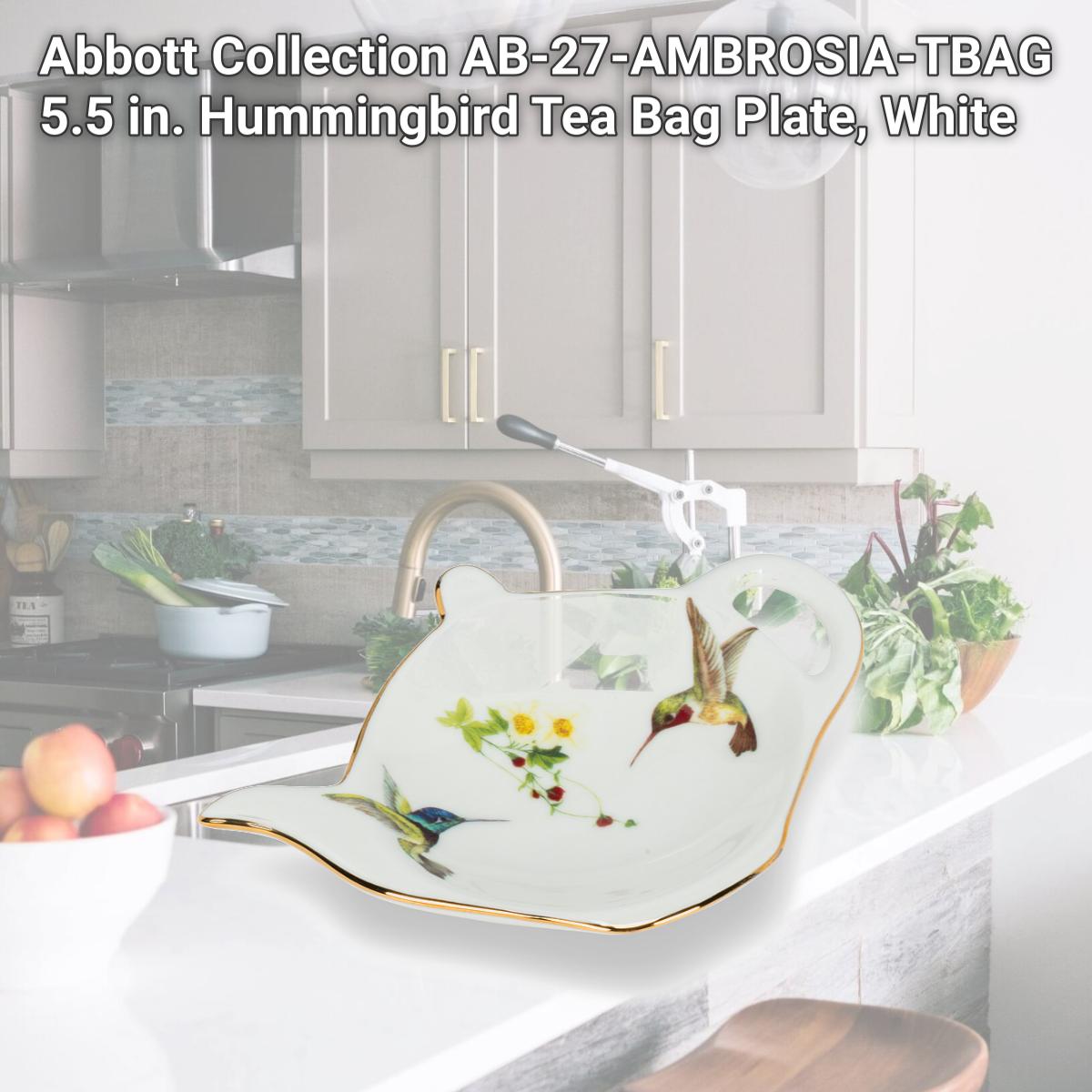 Picture of Abbott Collection AB-27-AMBROSIA-TBAG 5.5 in. Hummingbird Tea Bag Plate, White