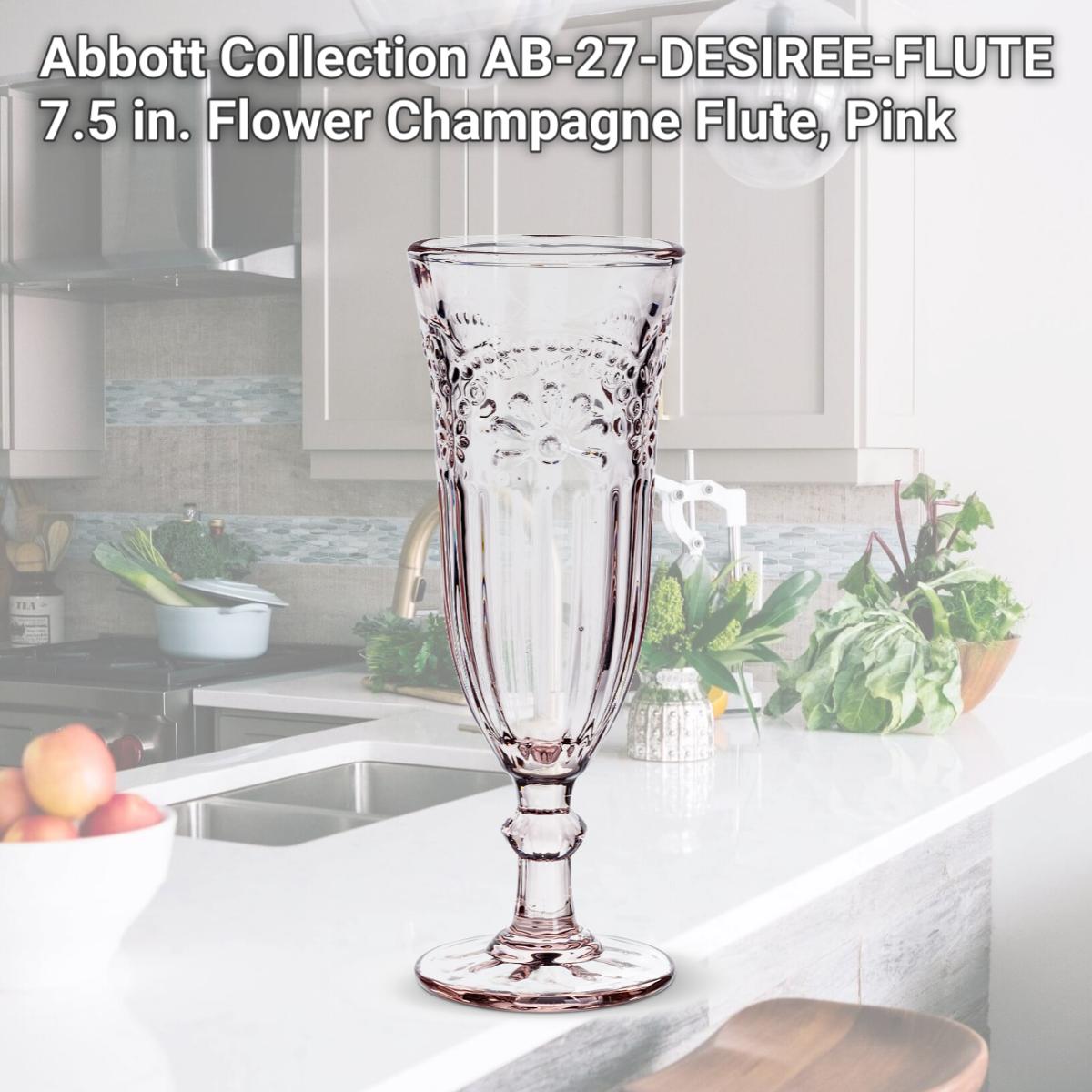 Picture of Abbott Collection AB-27-DESIREE-FLUTE 7.5 in. Flower Champagne Flute, Pink