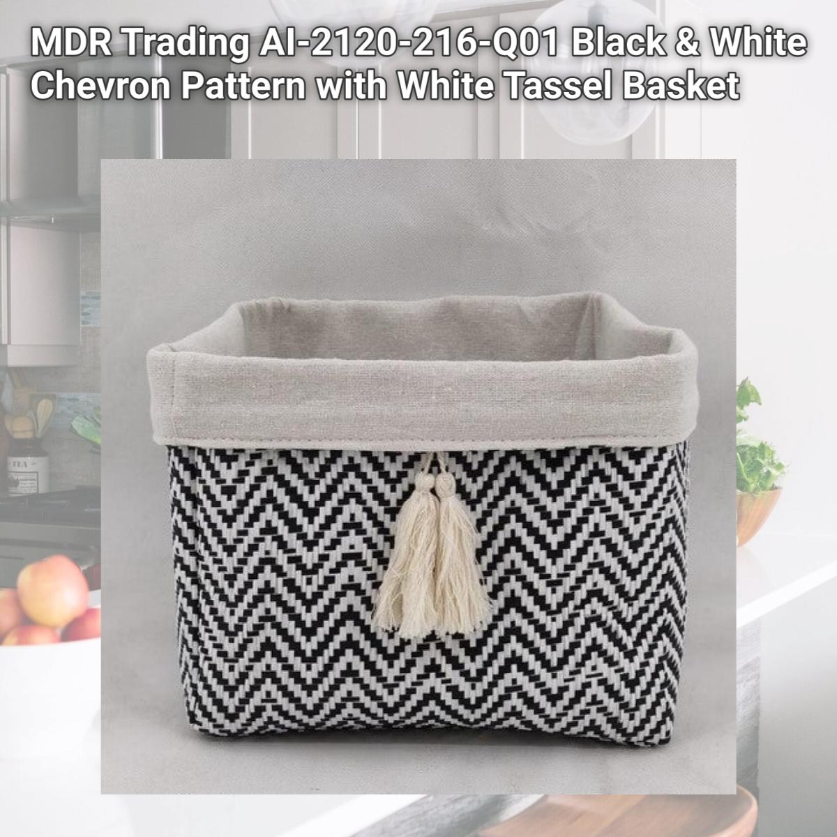 Picture of MDR Trading AI-2120-216-Q01 Black & White Chevron Pattern with White Tassel Basket