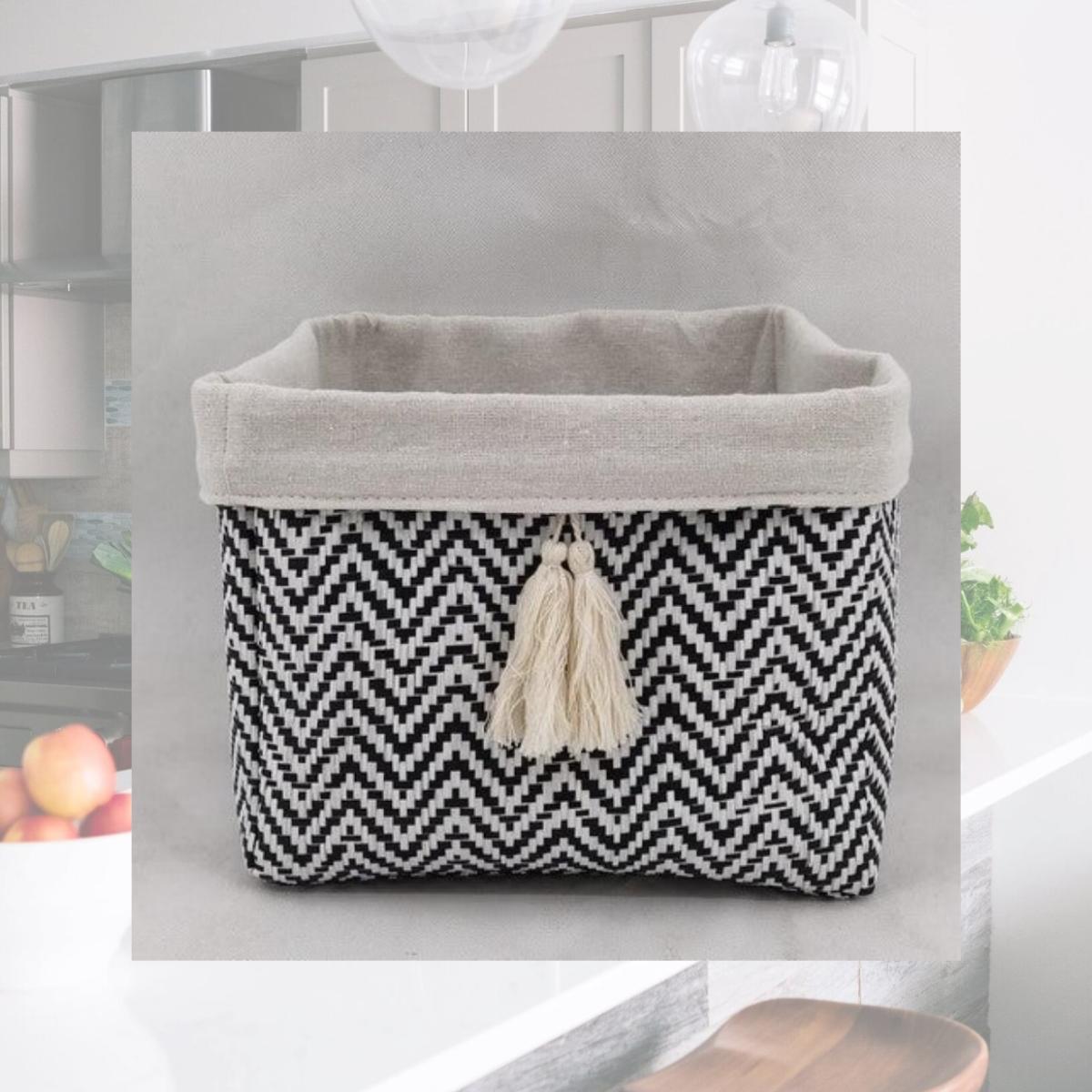 Picture of MDR Trading AI-2120-216-Q01 Black & White Chevron Pattern with White Tassel Basket