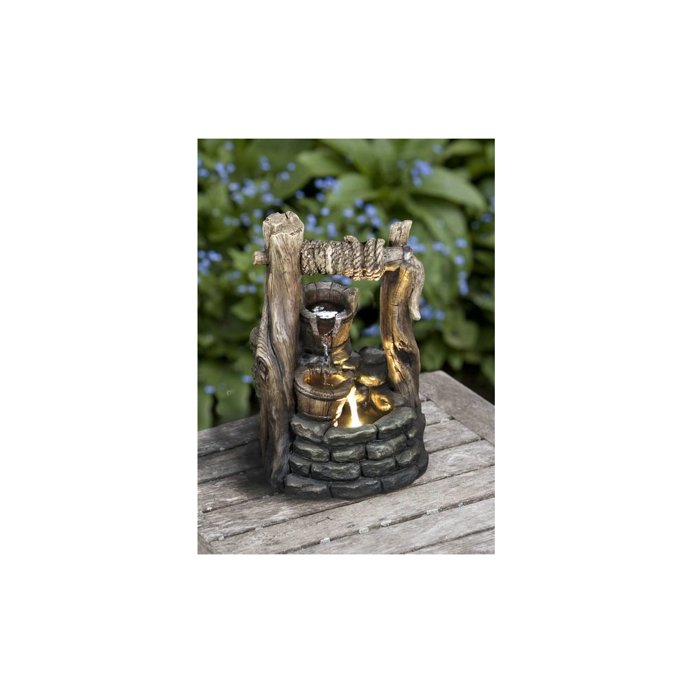 79555-d Crafted Fountain - Well With 2 Buckets And Led