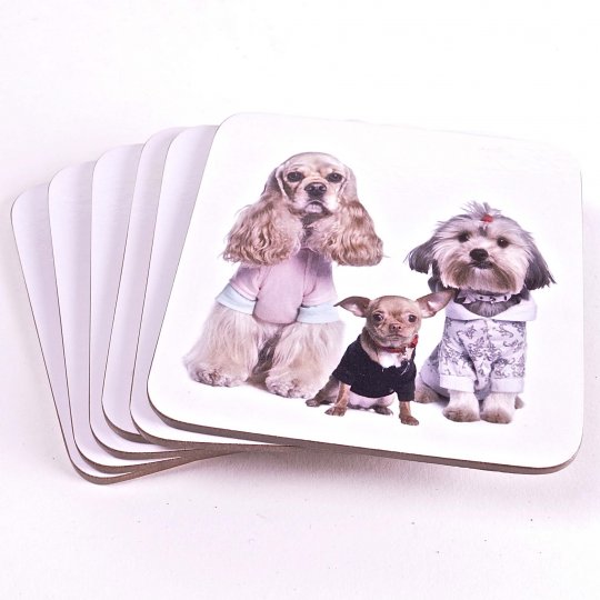 Bd6-a048 Drink Coasters-cork, Dogs