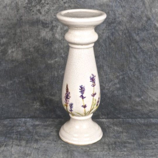 Classical Ceramic Candle Holder, Lavender Collection - Tall