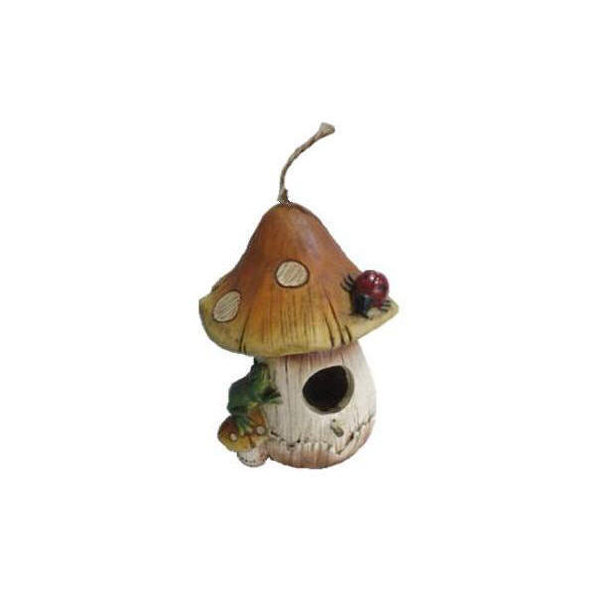 Polyresin Hanging Mushroom Birdhouse